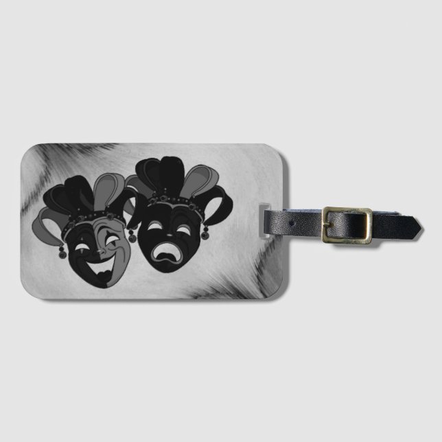 Comedy und Tragedy Theater Jester Masks Silver Gepäckanhänger (Vorderseite (Horizontal))