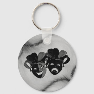 Comedy und Tragedy Theater Jester Masks Silver Schlüsselanhänger