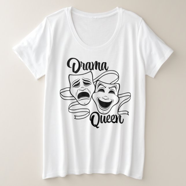 Comedy und Tragedy Theater Masken Drama Königin Bl Große Größe T-Shirt (Design vorne)