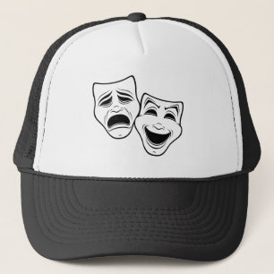 Comedy und Tragedy Theater Masken Schwarze Linie Truckerkappe