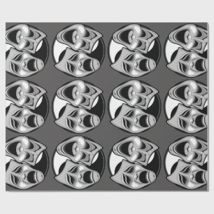 Comedy und Tragedy Theater Masken Yin Yang Design Geschenkpapier