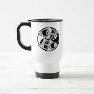 Comedy und Tragedy Theater Masken Yin Yang Design Reisebecher