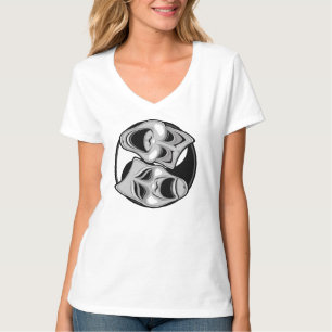 Comedy und Tragedy Theater Masken Yin Yang Design T-Shirt