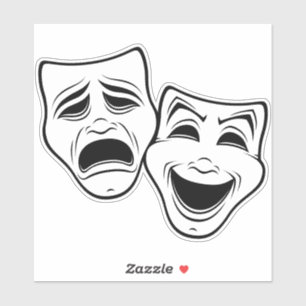 Comedy und Tragedy Theater maskieren Schwarze Lini Aufkleber