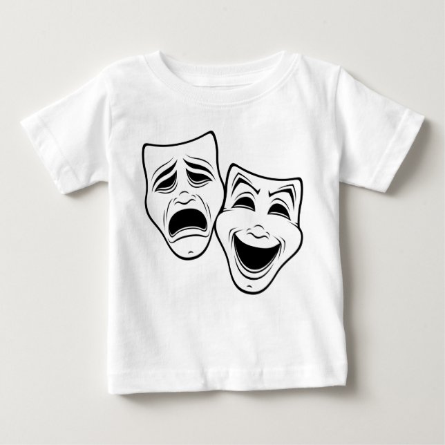 Comedy und Tragedy Theater maskieren Schwarze Lini Baby T-shirt (Vorderseite)