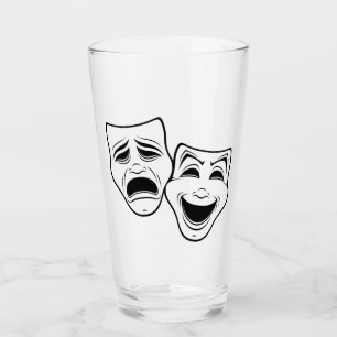 Comedy und Tragedy Theater maskieren Schwarze Lini Glas