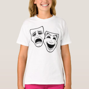Comedy und Tragedy Theater maskieren Schwarze Lini T-Shirt