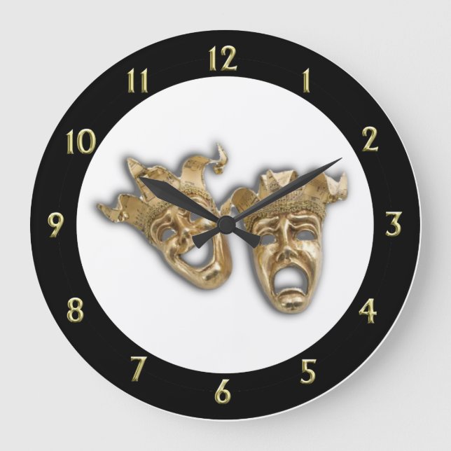 Comedy und Tragedy Unique Theater Große Wanduhr (Vorderseite)