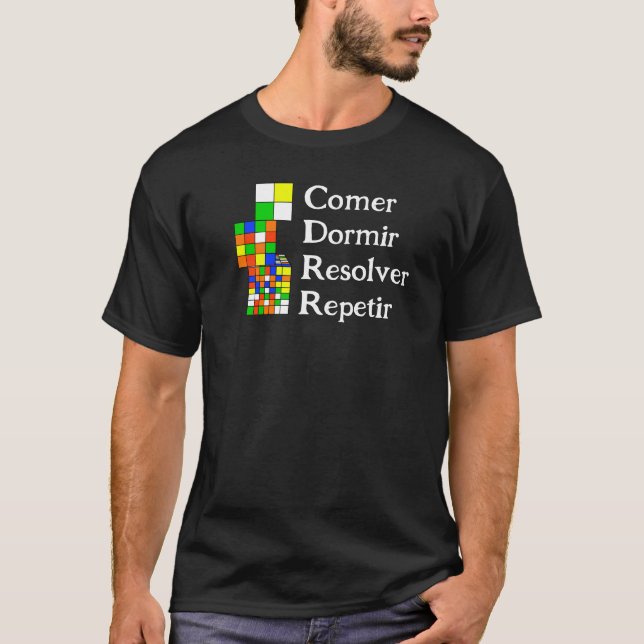 Comer, Dormir, Resolver, Repetir-Rätsel T-Shirt (Vorderseite)