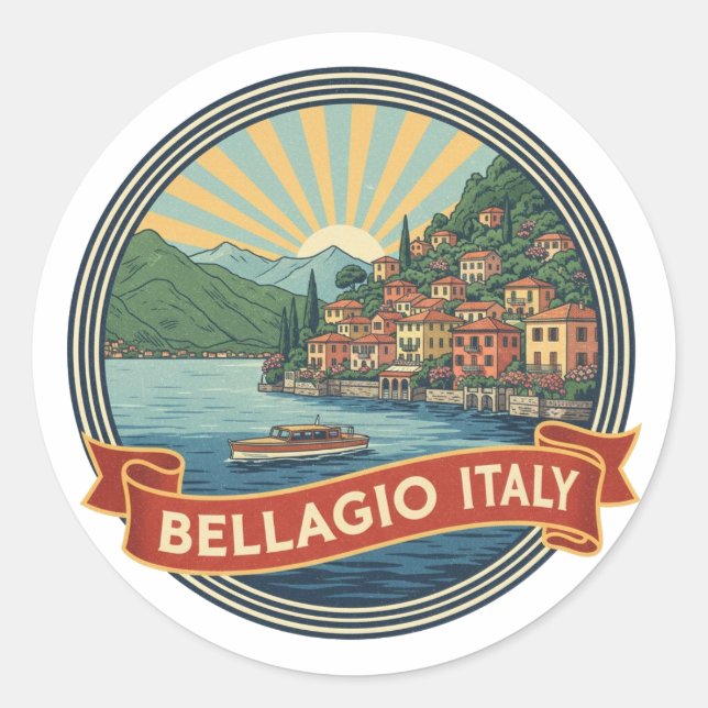 Comer See Bellagio Italien Runder Aufkleber (Vorderseite)