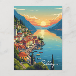 Comer See Bellagio Italien Sunset Postkarte