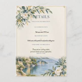 Comer See | Elegante blaue und goldene Hochzeitsde Begleitkarte