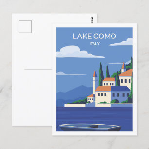 Comer See Italien Berühmte Reiseziel-Illustration Postkarte