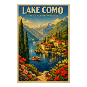 Comer See, Italien, in klassischer Retro-Reiseopti Poster