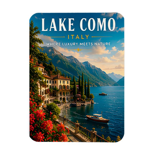 🌊 Comer See Italien Luxus am Seeufer Magnet (Vertikal)