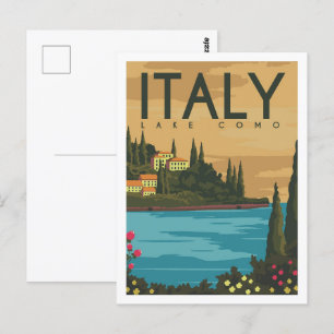Comer See Italien Reiseort Illustration Postkarte