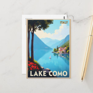 Comer See, Italien Reiseplakat, Postkarte