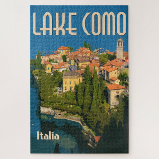 Comer See, Italien | Retro-Italienisches Reiseplak Puzzle