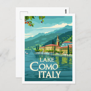 Comer See Italien Vintag Berühmter Reiseraum Postkarte