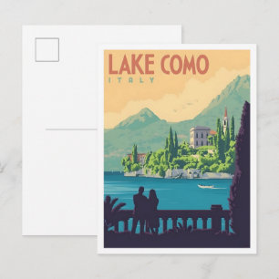 Comer See Italien Vintage Kunst Reise Postkarte