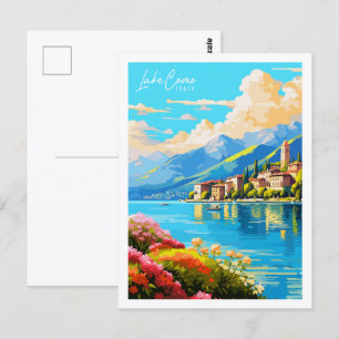 Comer See Italien Vintage-Reiseort-Illustration Postkarte