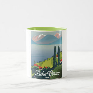 Comer See Italien Vintage Reiseposter Zweifarbige Tasse