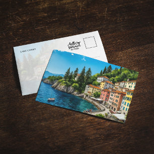 Comer See Italien Wasserfarben Postkarte