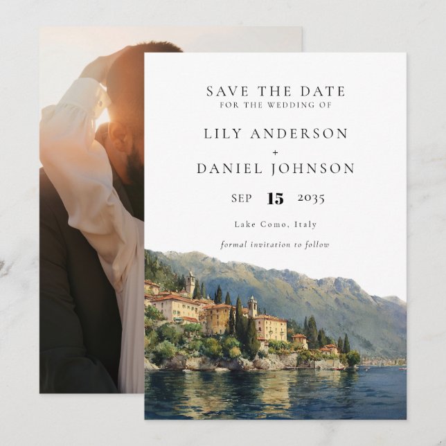 Comer See Italien Zielort Foto Hochzeit Save The Date (Vorne/Hinten)