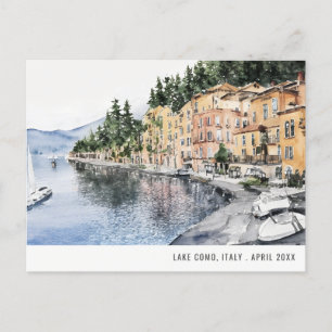 Comer See Norditalien Aquarell Italien Reise Postkarte