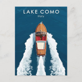 Comer See Vintage-Motorboot – Italienische Reise Postkarte