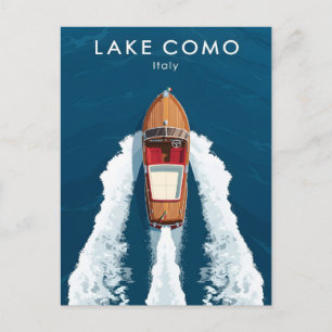 Comer See Vintage-Motorboot – Italienische Reise  Postkarte