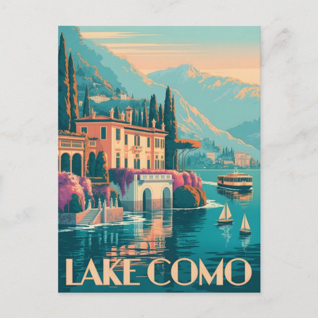 Comer See Vintage Postkarte (Vorderseite)