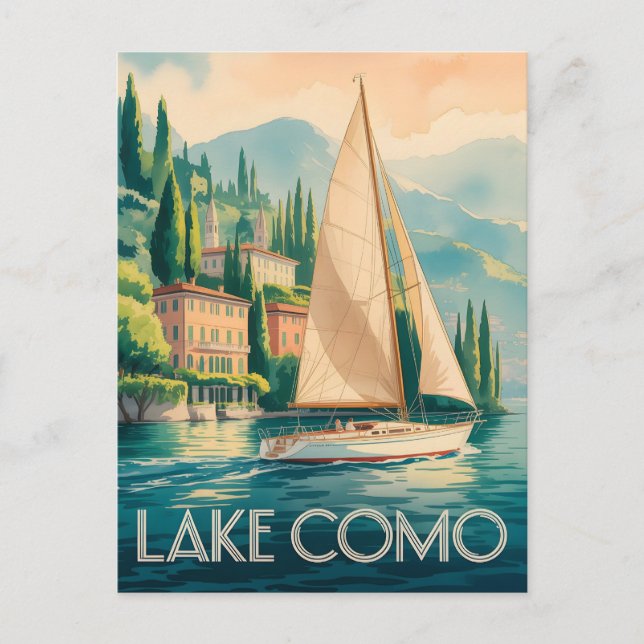Comer See Wasserfarbe Postkarte (Vorderseite)