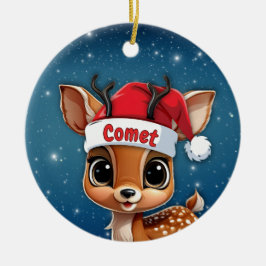 Comet Baby Deer, Fawn, Doe, Reindeer 🦌🎄 Keramik Ornament