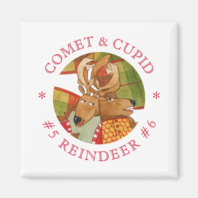 COMET CUPID REINDEER Square Magnet (Vorne)