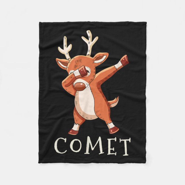Comet Santas Reindeers Family Matching Outfit Chri Fleecedecke (Vorderseite)