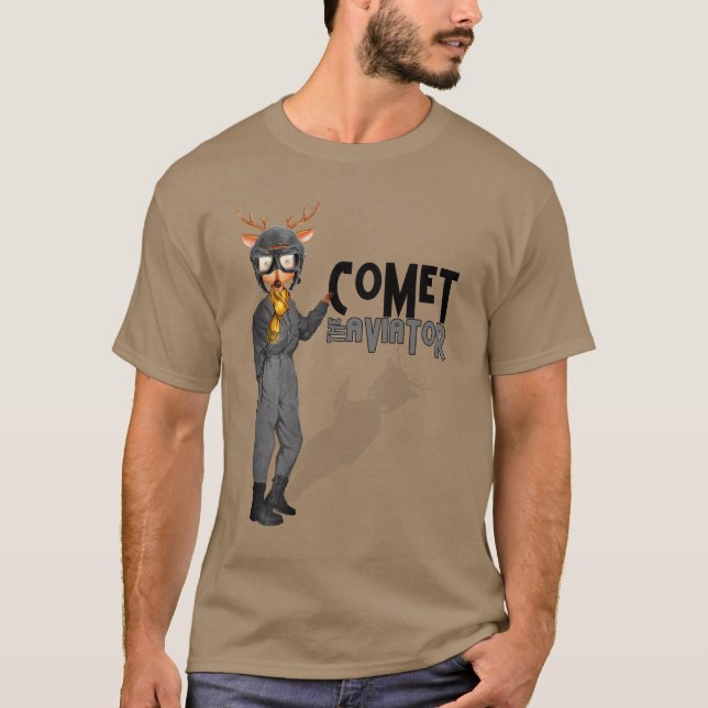 Comet Santa's Rentier der Aviator T-Shirt (Vorderseite)