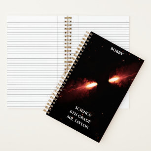Comets Collide Orange Cosmic Space Notizbuch