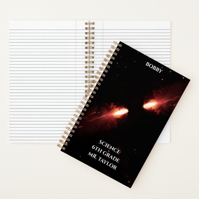 Comets Collide Orange Cosmic Space Notizbuch (Innen)
