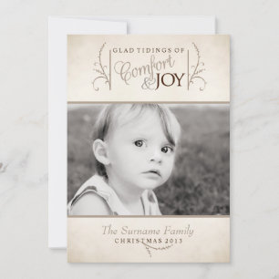 Comfort and Joy Christmas Foto Card Feiertagskarte