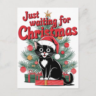 Comfort Colors® Weihnachtsbaum und Katze 2025 Feiertagspostkarte