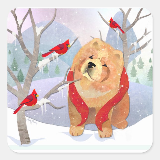 COMFORT & JOY glatte Chow-Aufkleber Quadratischer Aufkleber (Vorderseite)