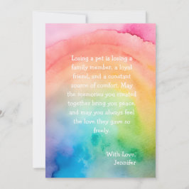 Comfort Remembrance Customizable Pet Sympathy Card Feiertagskarte