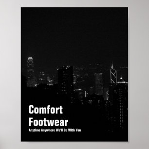 Comfort-Schuhe in Hong Kong Night View Poster