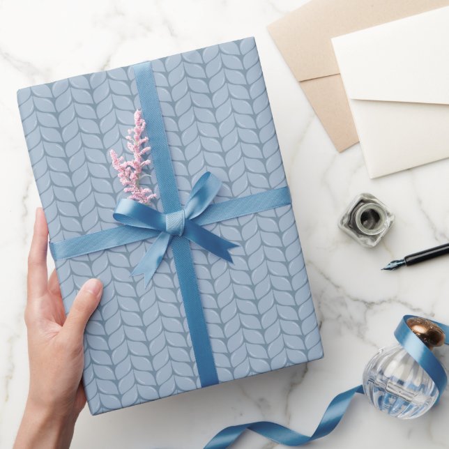 Comfy Cozy Knit Sweater Wrapping Paper - Blue Geschenkpapier (Schenken)