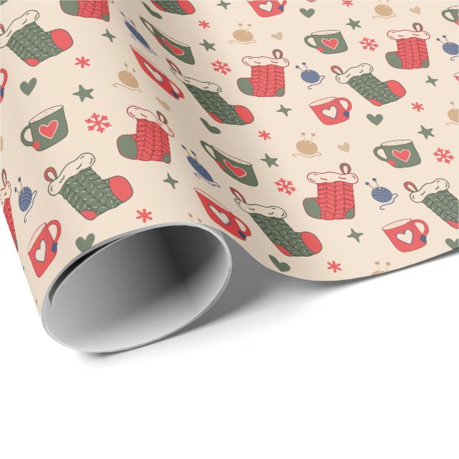 Comfy Cozy Winter Holiday Wrapping Paper - Classic Geschenkpapier (Rolleneckpunkt)