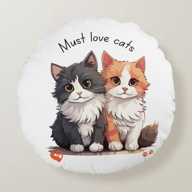 Comfy Katzenliebhaber themed cushion! Rundes Kissen (Vorderseite)