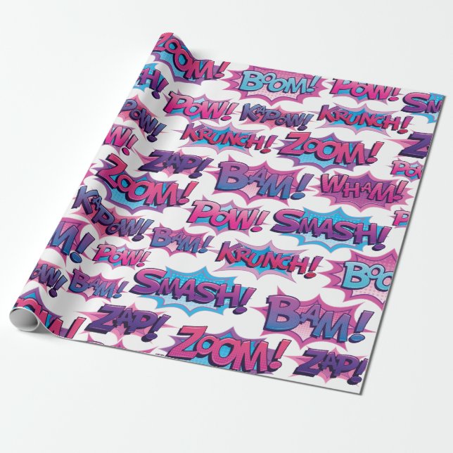 Comic Action Word Geschenkpapier (Ungerollt)