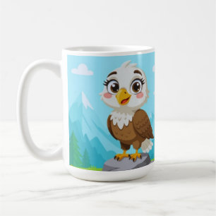 Comic-Adler auf Felsen – Süßer Vektor-Charakter Kaffeetasse