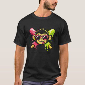 Comic-Affe-Sonnenbrille-Baseball-Lustiges-Tier T-Shirt